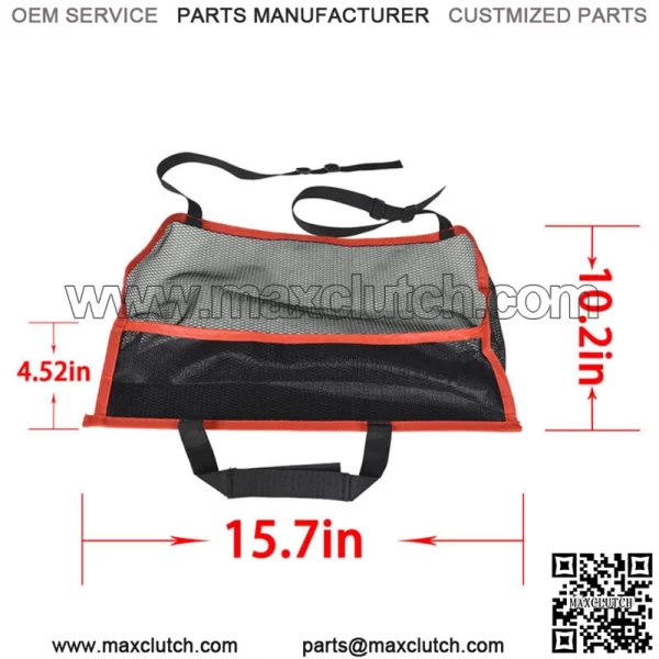 For Universal Black+Red Wire Car Seat Back Organizer Bag PU Leather+Thick Nylon - Image 3