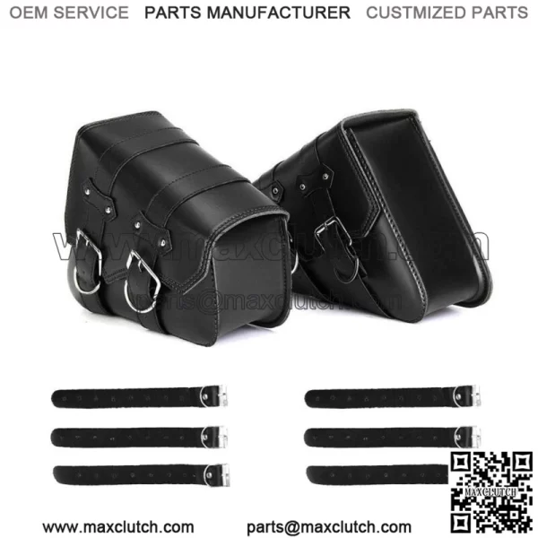PU Leather Saddle Bag Motorcycle Luggage L&R Side Tool Bag For Honda Suzuki
