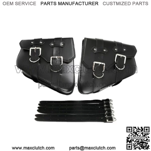 PU Leather Saddle Bag Motorcycle Luggage L&R Side Tool Bag For Honda Suzuki - Image 2