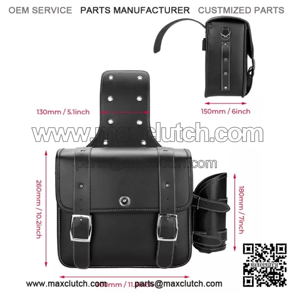 20L Motorcycle PU Leather Throw Over Saddlebags W/Cup Holder For Dyna Sportster - Image 2