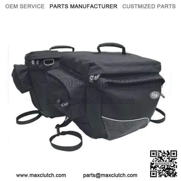 Deluxe Black Throwover Universal Fit Motorcycle Saddlebags 39 Liter Capacity