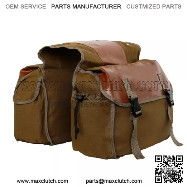 Brown Canvas Motorcycle Side Saddle Bags Panniers Pouch Luggage Storage Tool Bag