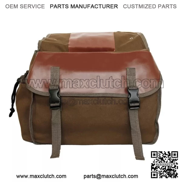Brown Canvas Motorcycle Side Saddle Bags Panniers Pouch Luggage Storage Tool Bag - Image 2