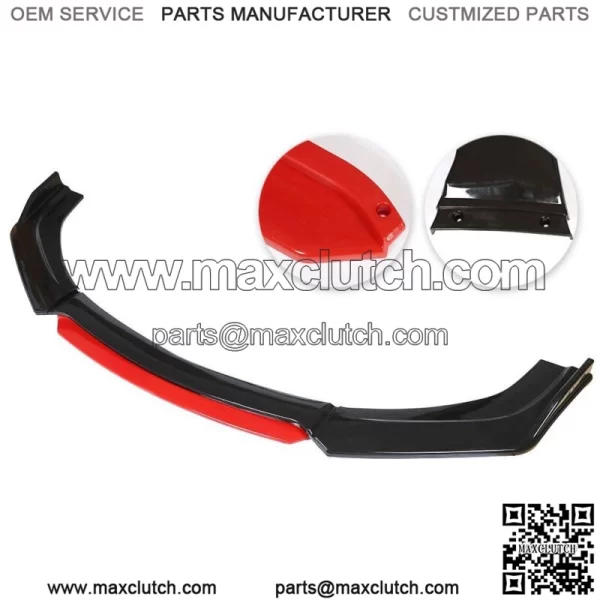 Universal Car Front Bumper Lip Spoiler Splitter Protector Red 2 Layer Lip Matte