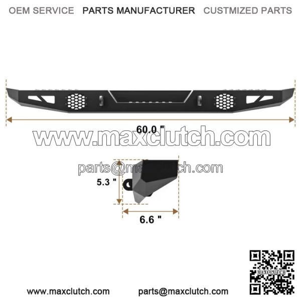 Sheet Thick Metal Rear Bumper fit for 2018-2023 Polaris Ranger CREW XP 1000 (For: Polaris) - Image 2