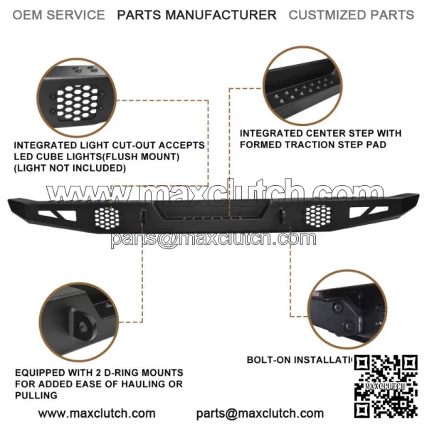 Sheet Thick Metal Rear Bumper fit for 2018-2023 Polaris Ranger CREW XP 1000 (For: Polaris) - Image 4