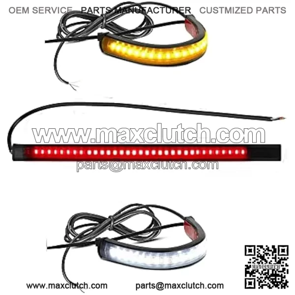 Flexible Universal LED Strip Turn Signals Brake Tail Lights, 12V Motorcycle Front Fork Running Lights for Harley Heritige, Kawasaki, Dirt Bike, Cafe Racer, ATV