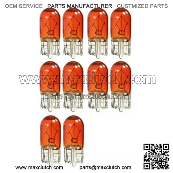10Pcs Amber T10 501 194 Side Marker Light Glass Bulb Car Parts Halogen Bulbs 12V (For: More than one vehicle)
