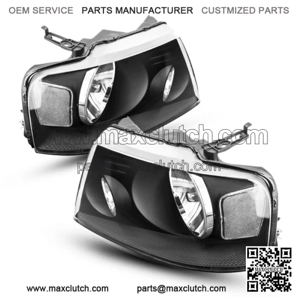 Pair Headlights For 2004-2008 Ford F-150 F150 Black Housing Clear Lens Lamps NEW (For: Ford F-150)