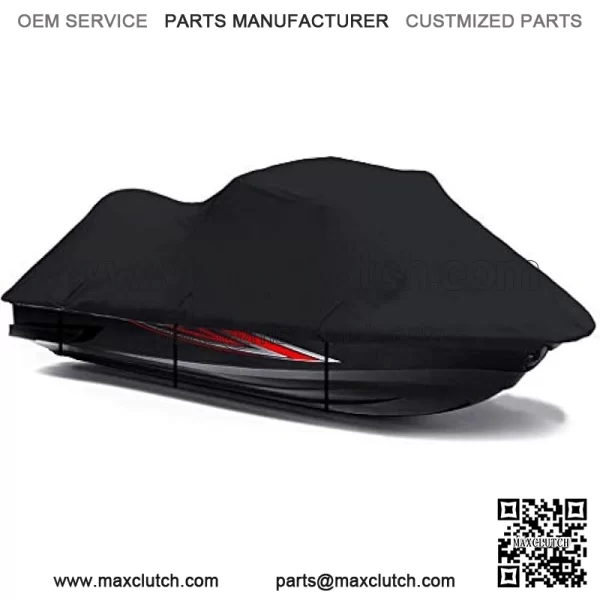 Black 600 Denier Jetski Cover Compatible for Yamaha FZR 2009 2010 2011 2012 2013 2014 2015 2016 Jet Ski PWC Cover