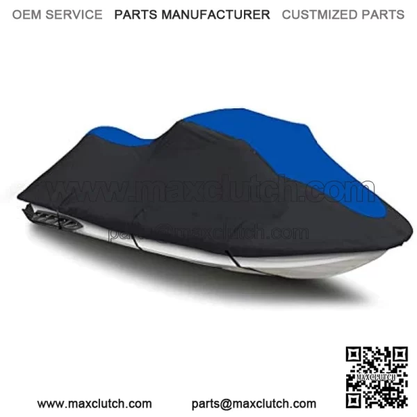 Black/Blue Heavy-Duty, 600 Denier Cover Compatible for Yamaha FZR 2009 2010 2011 2012 2013 2014 2015 2016 Jet Ski PWC Watercraft Cover