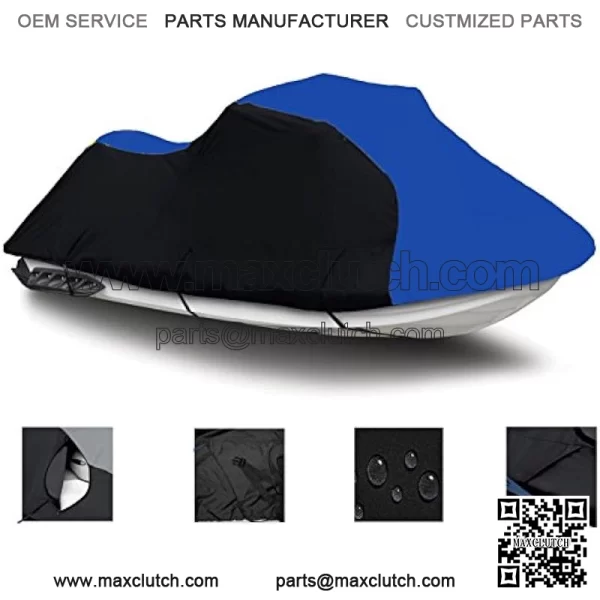 Black/Blue Heavy-Duty, 600 Denier Cover Compatible for Yamaha FZR 2009 2010 2011 2012 2013 2014 2015 2016 Jet Ski PWC Watercraft Cover - Image 2