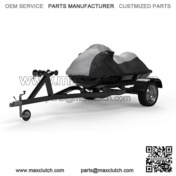 Weatherproof Jet Ski Cover Compatible with 2009-2016 Yamaha Wave Runner FZR - Gray/Black Color - Trailerable - Protects from Rain, Sun, and More! Includes Trailer Straps and Bag
