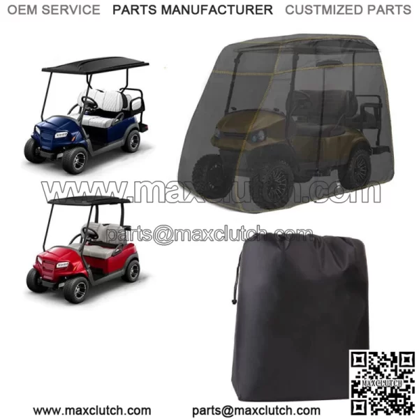 Golf Cart Cover 600D Fabric For 4 Passenger Yamaha Honda Club Car EZGO Golf Cart - Image 3