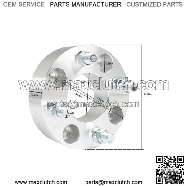 Wheel Flange 1.5" 4x101.6mm Hub Hole 62mm Thread Size 1/2"x20 Silver 4 pcs - Image 4