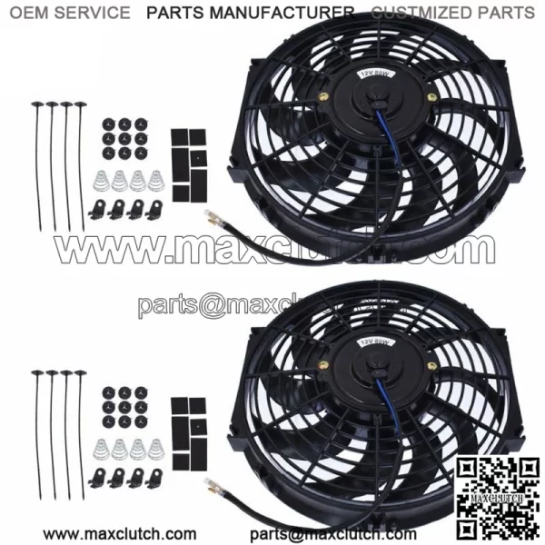 2x 12" Electric Radiator Cooling Slim Fans Push Pull Mount 12V Universal - Image 2