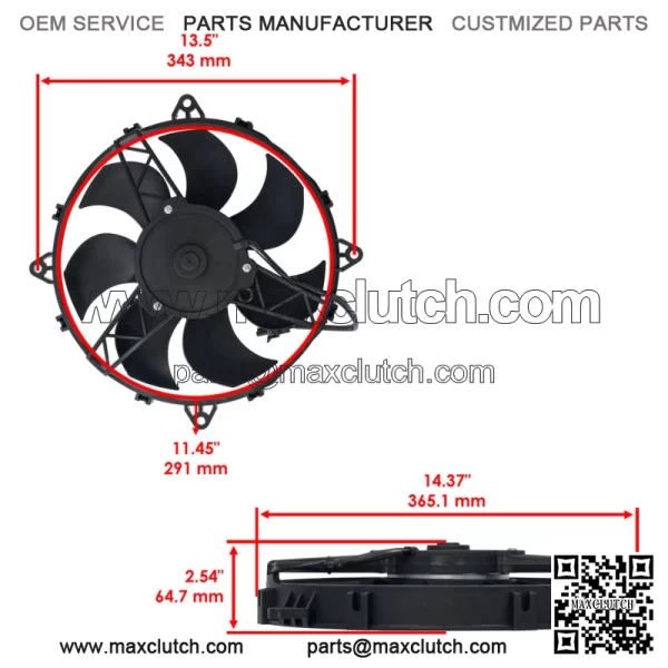 for Polaris Ranger 800 RZR S 800 EFI 760cc 2009-2014 Radiator Cooling Fan Motor - Image 2