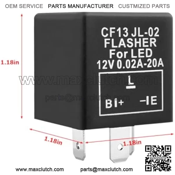 2 PCS 3 Pin CF-13 CF13 EP34 Car Electronic Flasher Relay Fits 12V 0.02A-20A, Premium Automotive LED Turn Signal Light Bulbs Hyper Blink Flash Fix JL-02, Compatible with Most Cars CF13 - Image 2