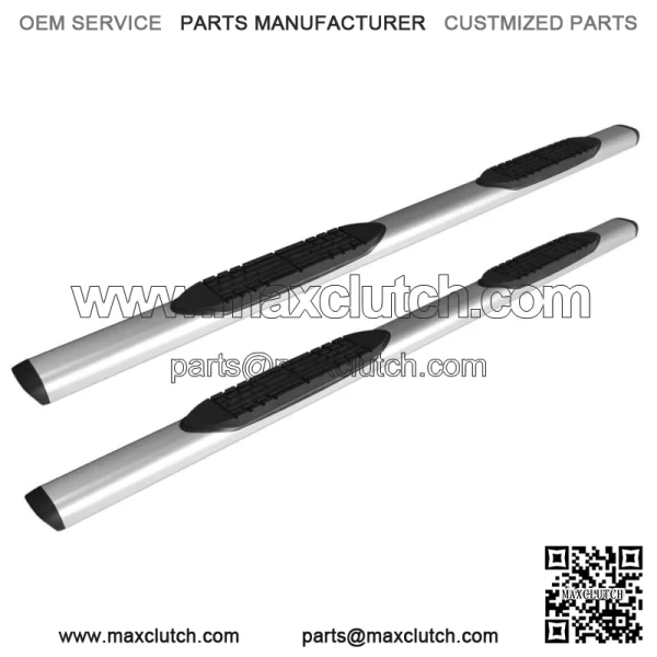 5in Textured Aluminum Oval Running Boards Steps for Select New Body Double Cab (For: More than one vehicle)