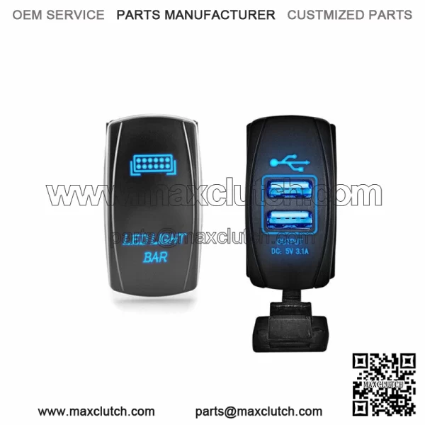 2pcs Rocker Switch LED Light Bar + USB Power Charger 5 Pin For Car ATV UTV For: More than one vehicle