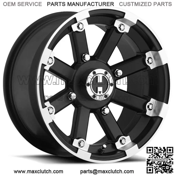 (Set of 4) Vision 393 Lockout 12x8 4x156 - Black/Machine 12" Wheels (For: Polaris)