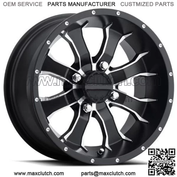 15x7 Raceline A77 Mamba UTV Satin Black Wheels with Machined Spokes 4x156 (5mm) (For: Polaris)