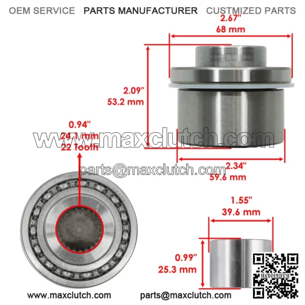 Front Differential Output Hub Assembly for Polaris RZR XP 4 1000 EPS 2018-2023 (For: Polaris) - Image 2
