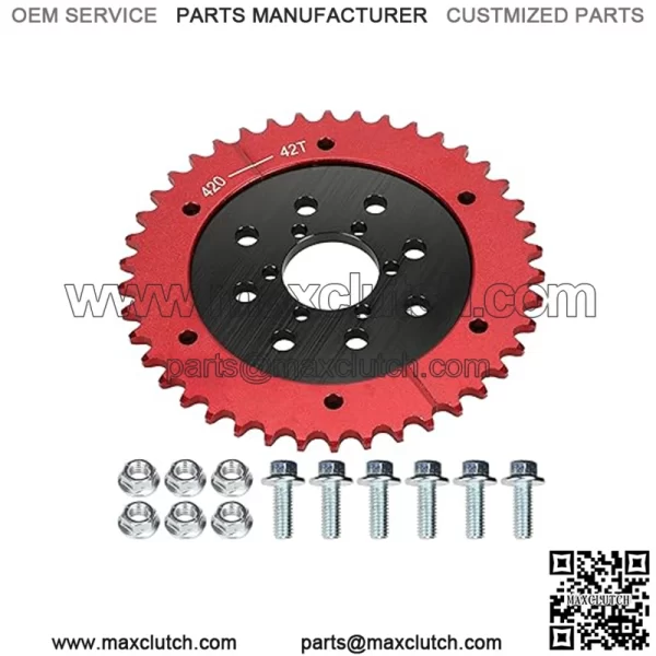 Universal 420 Sprocket Adapter 42T Chain Rear Drive Wheel Aluminum For 212cc 196cc CT200U BT200X MB200 CT100U Motovox MBX10 Baja Doodlebug DB30 80cc 105cc Mini Bike Go Kart Racing