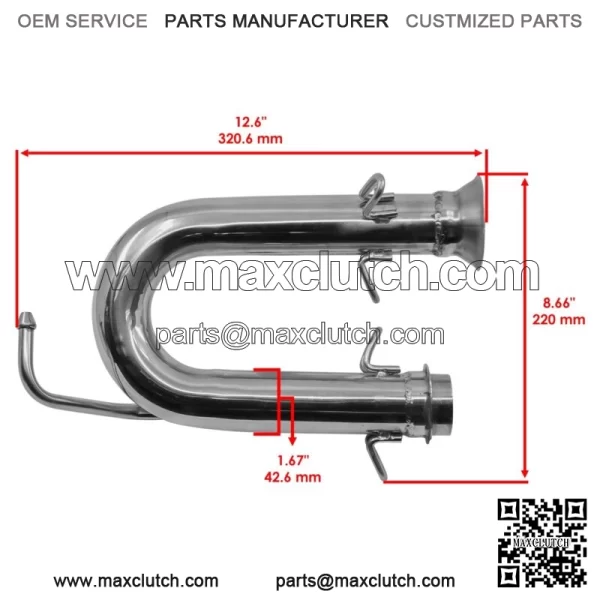 Exhaust Pipe For Yamaha Rhino 700 YXR700FSP 4x4 Sport Edition FI 2008-2013(For: Yamaha Rhino 700) - Image 2