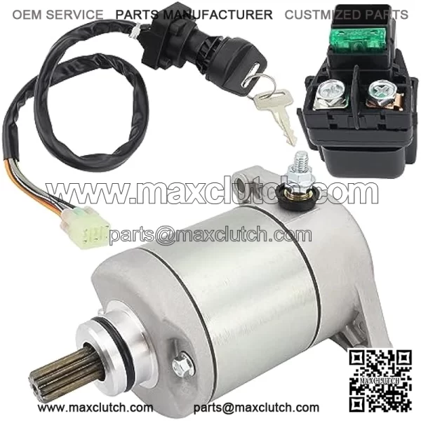 Starter w/Relay & Ignition Switch for Suzuki Eiger 400 2002-2007 2WD 4WD LT-A400 LT-F400 LT-F400F LT-A400F LT-A400C, 31100-38F00 18809 18840, 2002 2003 2004 2005 2006 2007 Eiger 400 Starter