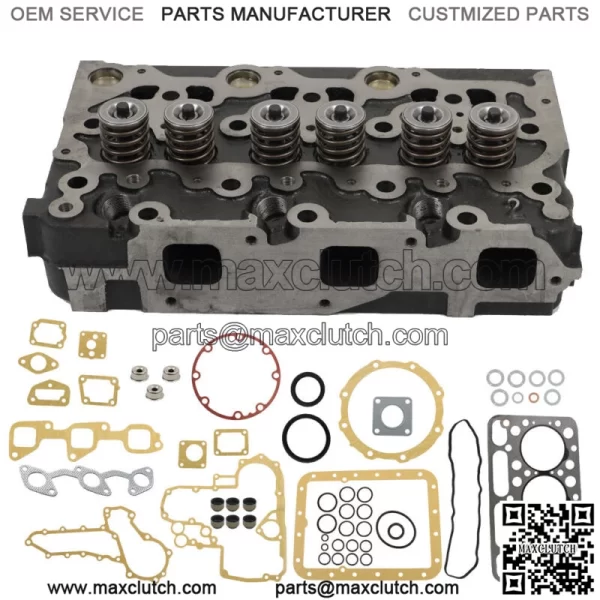 Complete Cylinder Head & Gasket Kit For Kubota D1503 Tractor L2900 L3000 L3010 - Image 2