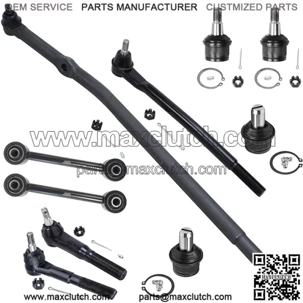 10 Piece 2WD Front Suspension Kit For Ford F-250 F-350 Super Duty Excursion 2000 2001 2002 2003 1999-2004 4 Upper Lower Ball Joints 4 Inner & Outer Tie Rods 2 Replacement Sway Bar Links