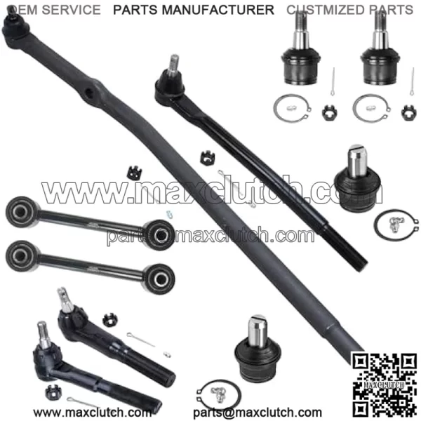 10 Piece 2WD Front Suspension Kit For Ford F-250 F-350 Super Duty Excursion 2000 2001 2002 2003 1999-2004 4 Upper Lower Ball Joints 4 Inner & Outer Tie Rods 2 Replacement Sway Bar Links - Image 2