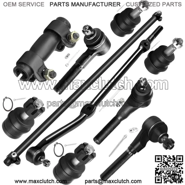 10pcs Front Suspension Kit Lower Upper Ball Joint Inner Outer Tie Rod Ends Adjuster Bushing Fits 1991-2001 For Jeep Cherokee 1991-1992 Comanche
