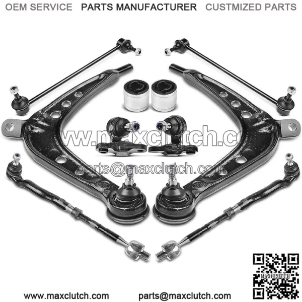 10pcs Set Front Lower Control Arm & Inner Bushing Inner Lower Ball Joint Inner Tie Rod End Sway Bar Link Compatible with BMW E46 Series - 325xi 2001-2005 330xi 2001-2005 AWD Only