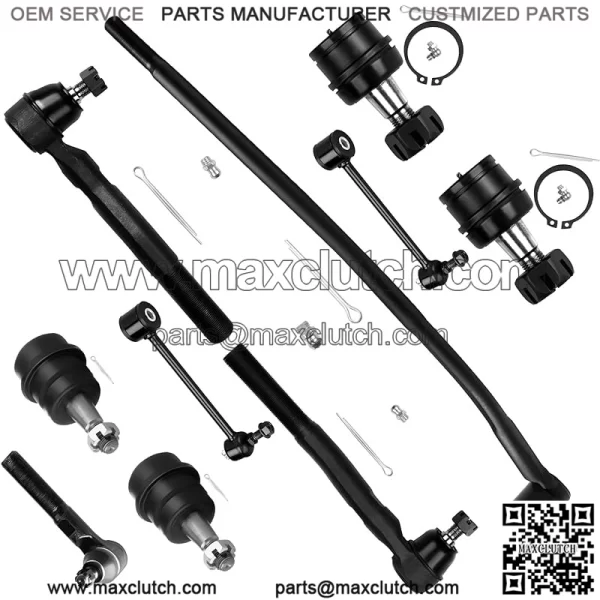 10pcs Suspension Kit Front Inner Outer Tie Rod End Rear Sway Bar Front Lower Upper Ball Joint Tie Rod Fits Jeep Wrangler 2007-2017