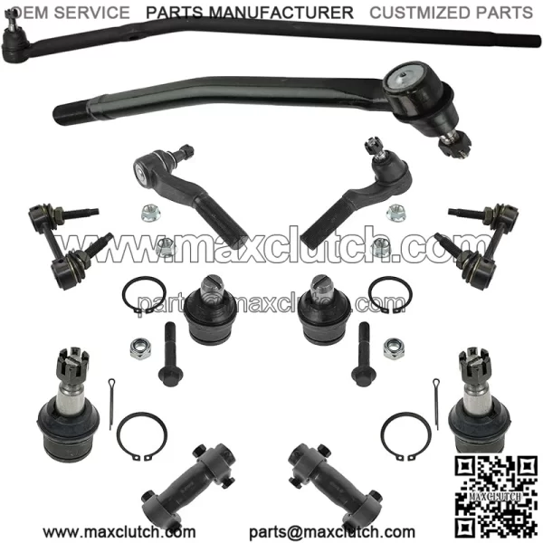 12 Piece Set Steering Suspension Ball Joints Tie Rods Sway Bar Ends Tie Rod Compatible with Ford E-150 E-250 2008-2019 E-350 Super Duty 2008-2014