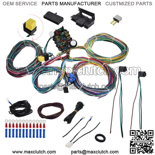 NEW 21Circuit Wiring Harness Universal X-long Wires For Chevy Ford Hotrods