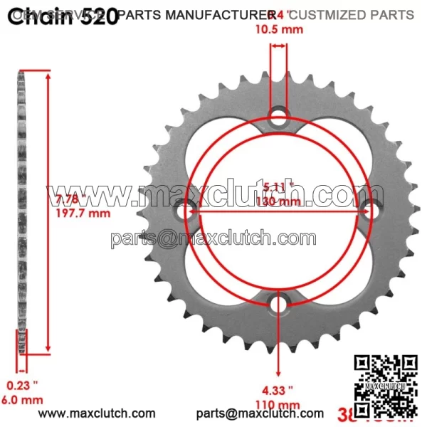 Blue Drive Chain And Sprockets Kit for Honda TRX450R Sportrax 450 2X4 2004 05 (For: Honda) - Image 4