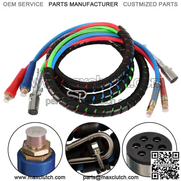 15' 3-in-1 Air Hose Kit for Semi-Trailer Tractor - Image 2