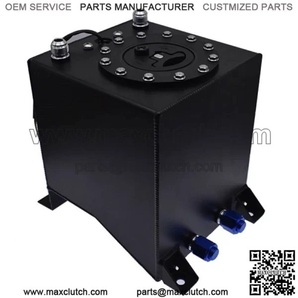 BLACK 2.5 GALLON DRIFTING FUEL CELL GAS TANK+LEVEL SENDER COATED ALUMINUM RACING - Image 2