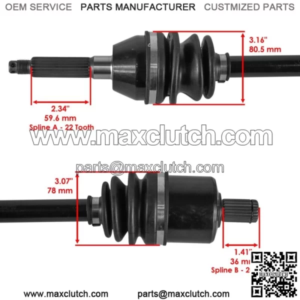 1333246 CV Axles for Polaris ACE 325 2015-16 / Ace 900 EFI 2016 Front and Rear - Image 3