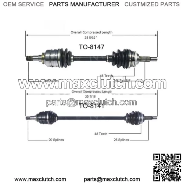 2X FRONT CV JOINTS AXLE SHAFTS FOR TOYOTA PRIUS 2001-2003 (For: Toyota)