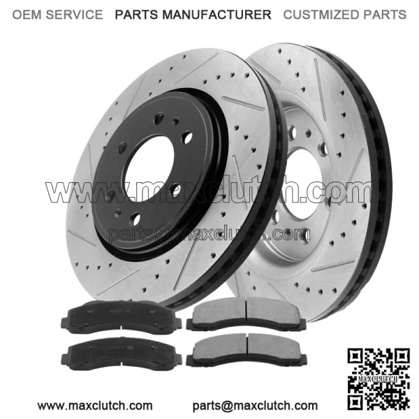 Front Drilled Rotors Ceramic Pads for 2010-2020 Ford F150 Expedition Navigator (For: Ford F-150)
