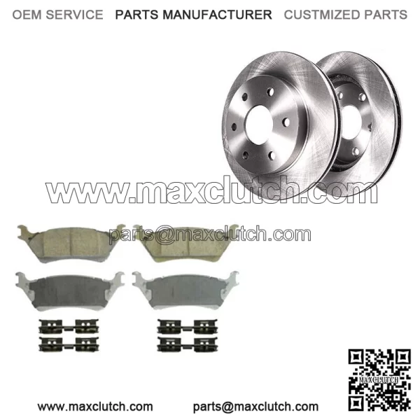For 2012 2013-2020 Ford F-150 6 Lug 348mm Rear Disc Rotors + Ceramic Brake Pads (For: Ford F-150)