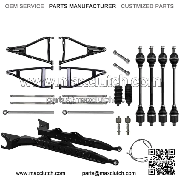 3" Chromoly Long Travel Kit for Polaris RZR XP Turbo (2016+) - Black - Includes Rhino 2.0 Axles, A Arms, Ball Joints, Trailing Arms, and more