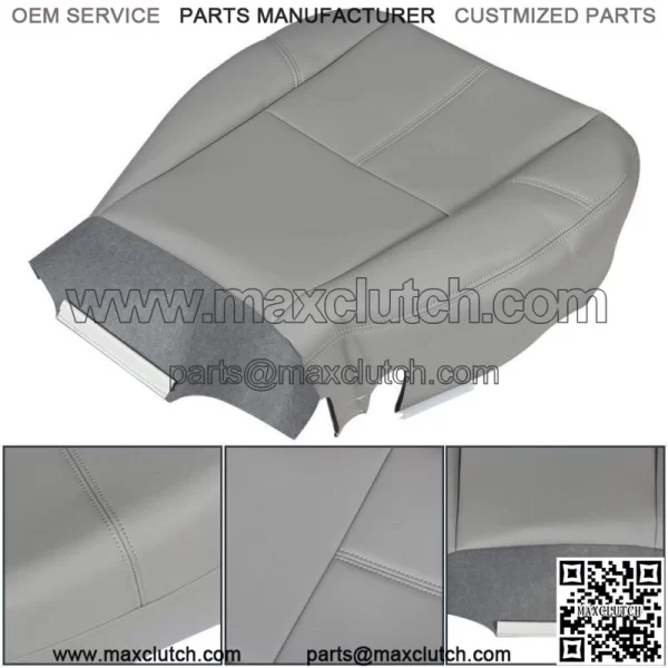 For 2007 2008-14 Chevy Silverado 1500 Driver Bottom Leatherette Seat Cover Gray - Image 2
