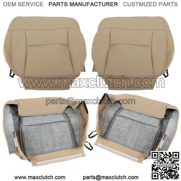 Front Pair Seat Cover For Ford F150 Lariat XLT 2004-2008 Bottom Back Tan Leather - Image 4
