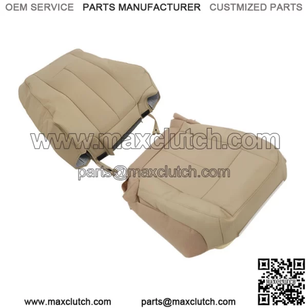 For 2007-14 Ford Expedition Driver Perforated Seat Cover Lean+Bottom Leather Tan - Image 3