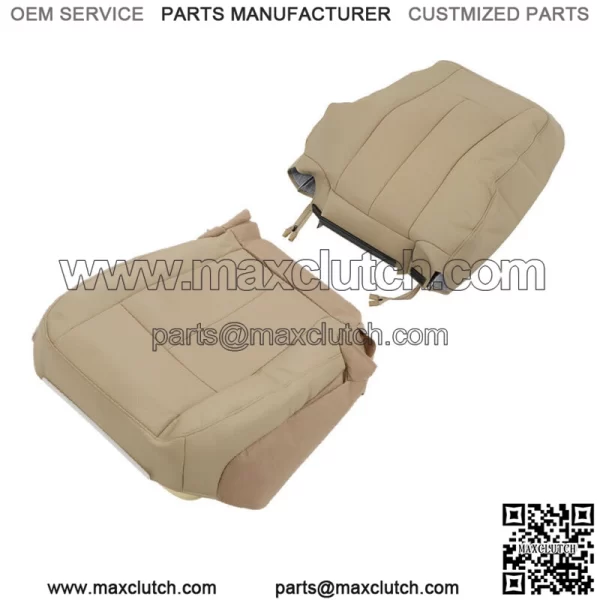 For 2007-14 Ford Expedition Driver Perforated Seat Cover Lean+Bottom Leather Tan - Image 4